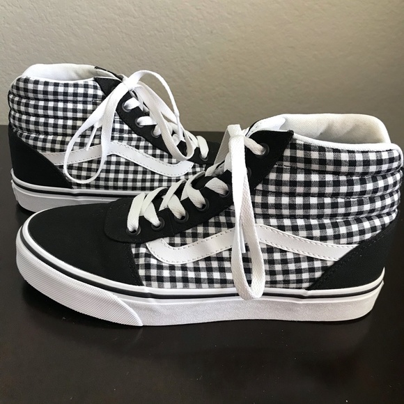 Vans Shoes - VANS Ward Hi Top Gingham Black Lace Sneakers 7.5